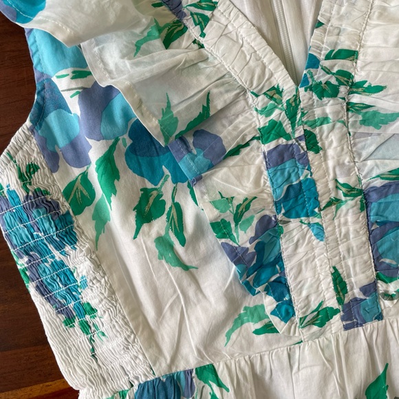 *NWT* J. Crew Printed V-Neck Smocked Midi Dress w/ Pockets, Tiered Swing Dress - Picture 9 of 14